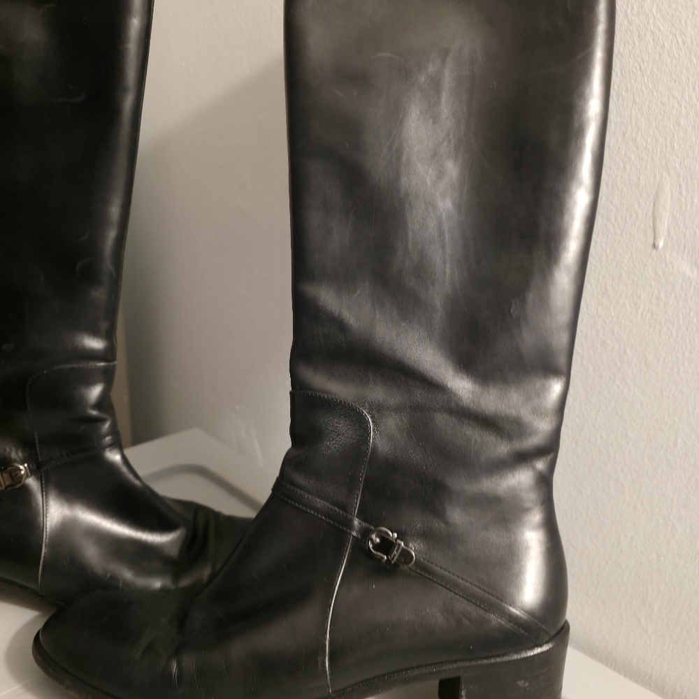 Salvatore Ferragamo Black Over the Knee Boots - Picture 5 of 6